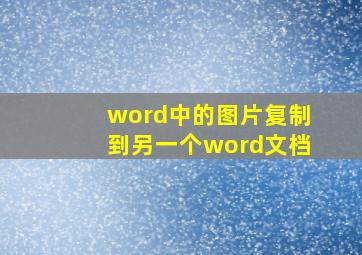 word中的图片复制到另一个word文档