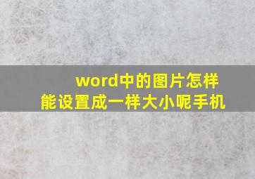 word中的图片怎样能设置成一样大小呢手机