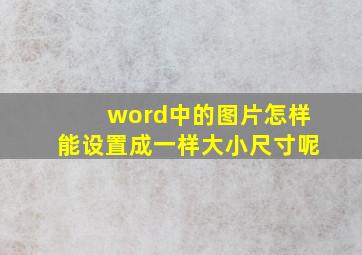 word中的图片怎样能设置成一样大小尺寸呢