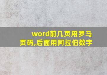 word前几页用罗马页码,后面用阿拉伯数字