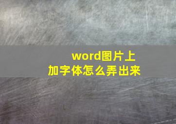 word图片上加字体怎么弄出来