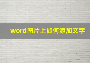 word图片上如何添加文字