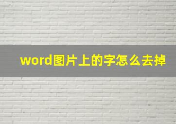 word图片上的字怎么去掉