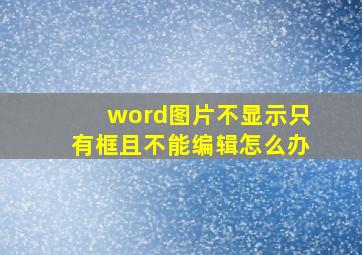 word图片不显示只有框且不能编辑怎么办