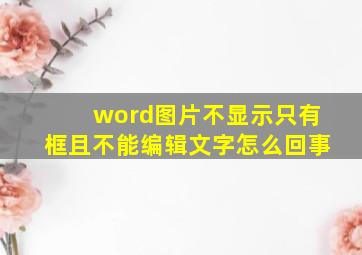 word图片不显示只有框且不能编辑文字怎么回事