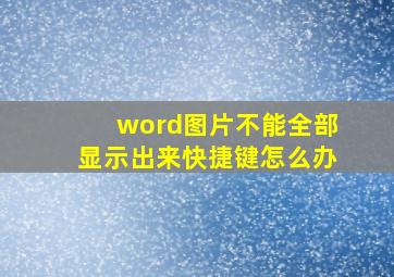 word图片不能全部显示出来快捷键怎么办