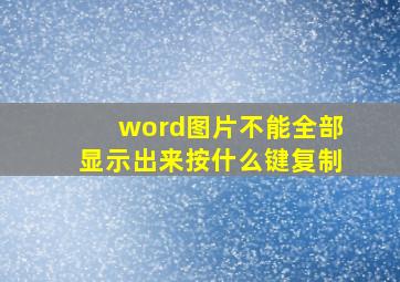 word图片不能全部显示出来按什么键复制