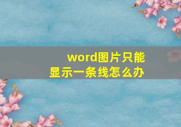 word图片只能显示一条线怎么办