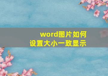 word图片如何设置大小一致显示