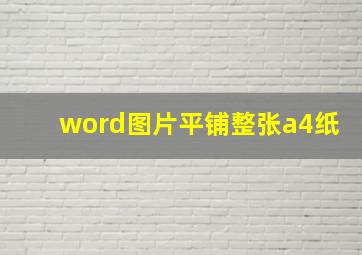 word图片平铺整张a4纸