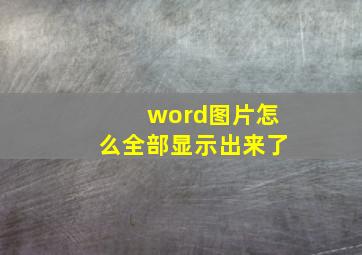 word图片怎么全部显示出来了