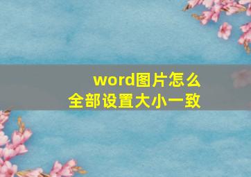 word图片怎么全部设置大小一致