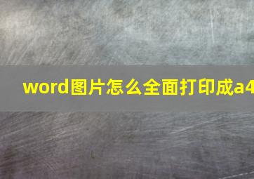 word图片怎么全面打印成a4