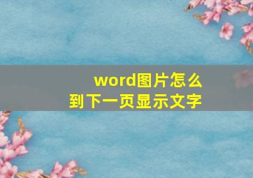 word图片怎么到下一页显示文字