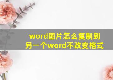 word图片怎么复制到另一个word不改变格式