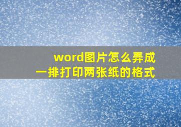 word图片怎么弄成一排打印两张纸的格式