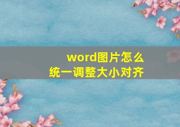 word图片怎么统一调整大小对齐