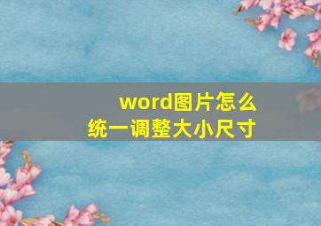 word图片怎么统一调整大小尺寸