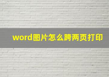 word图片怎么跨两页打印