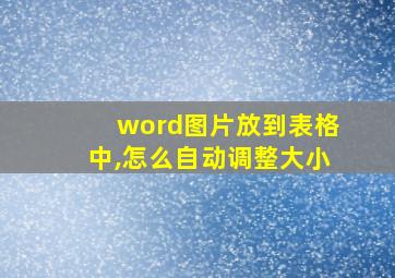 word图片放到表格中,怎么自动调整大小