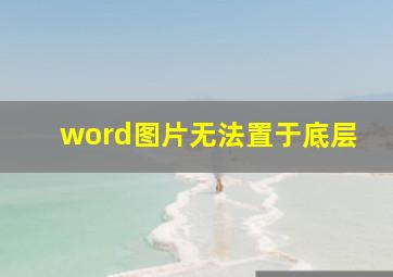 word图片无法置于底层