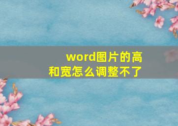 word图片的高和宽怎么调整不了