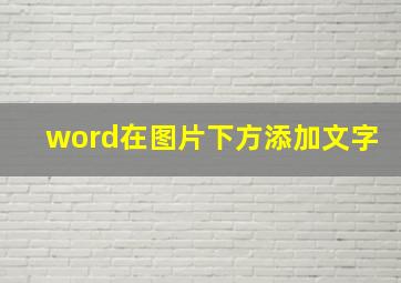 word在图片下方添加文字