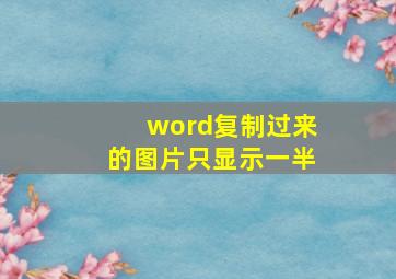 word复制过来的图片只显示一半