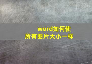 word如何使所有图片大小一样