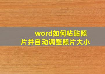 word如何粘贴照片并自动调整照片大小