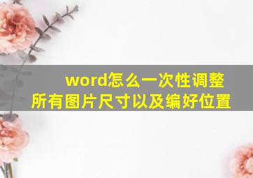 word怎么一次性调整所有图片尺寸以及编好位置