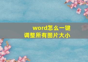 word怎么一键调整所有图片大小