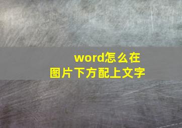 word怎么在图片下方配上文字