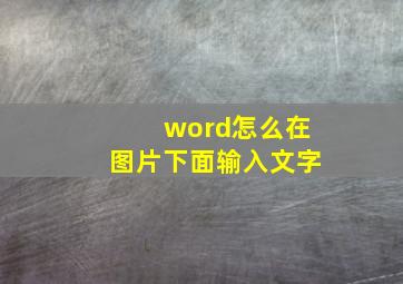 word怎么在图片下面输入文字