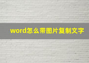 word怎么带图片复制文字