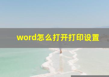 word怎么打开打印设置