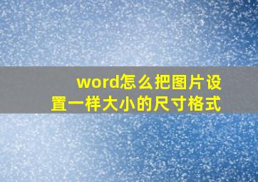 word怎么把图片设置一样大小的尺寸格式