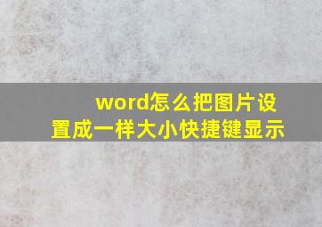 word怎么把图片设置成一样大小快捷键显示