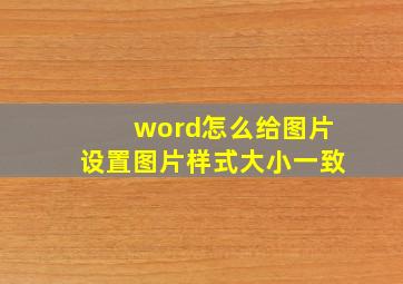 word怎么给图片设置图片样式大小一致