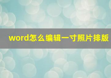 word怎么编辑一寸照片排版