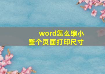 word怎么缩小整个页面打印尺寸