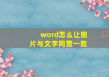 word怎么让图片与文字同宽一致