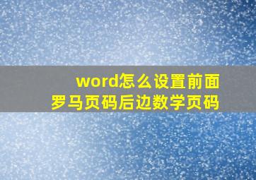 word怎么设置前面罗马页码后边数学页码