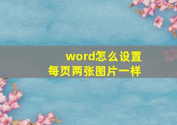 word怎么设置每页两张图片一样