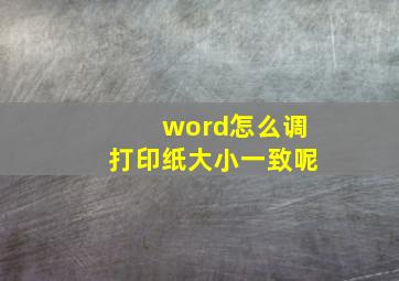 word怎么调打印纸大小一致呢