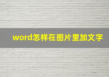 word怎样在图片里加文字