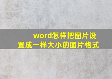 word怎样把图片设置成一样大小的图片格式