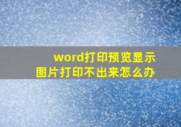 word打印预览显示图片打印不出来怎么办