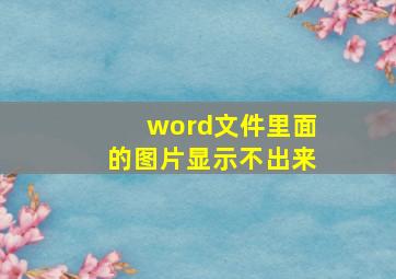 word文件里面的图片显示不出来