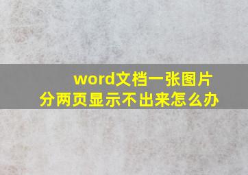 word文档一张图片分两页显示不出来怎么办